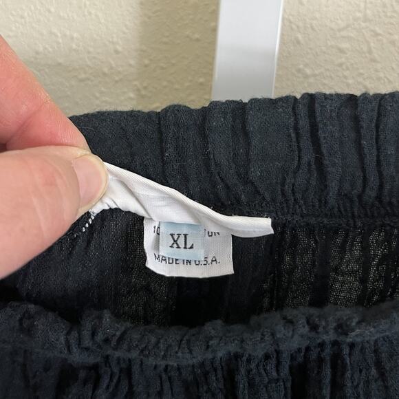 Bryn Walker Gauze Cotton Crop Cargo Pants Womens XL Black Lagenlook Boho - Picture 5 of 6
